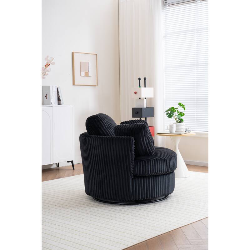 Corduroy Swivel Chair with 4 Pillows