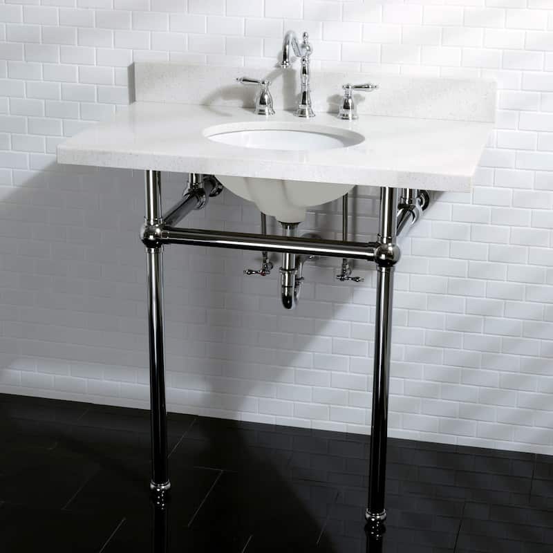 Kingston Brass Heritage Widespread Bathroom Faucet with Brass Pop-Up