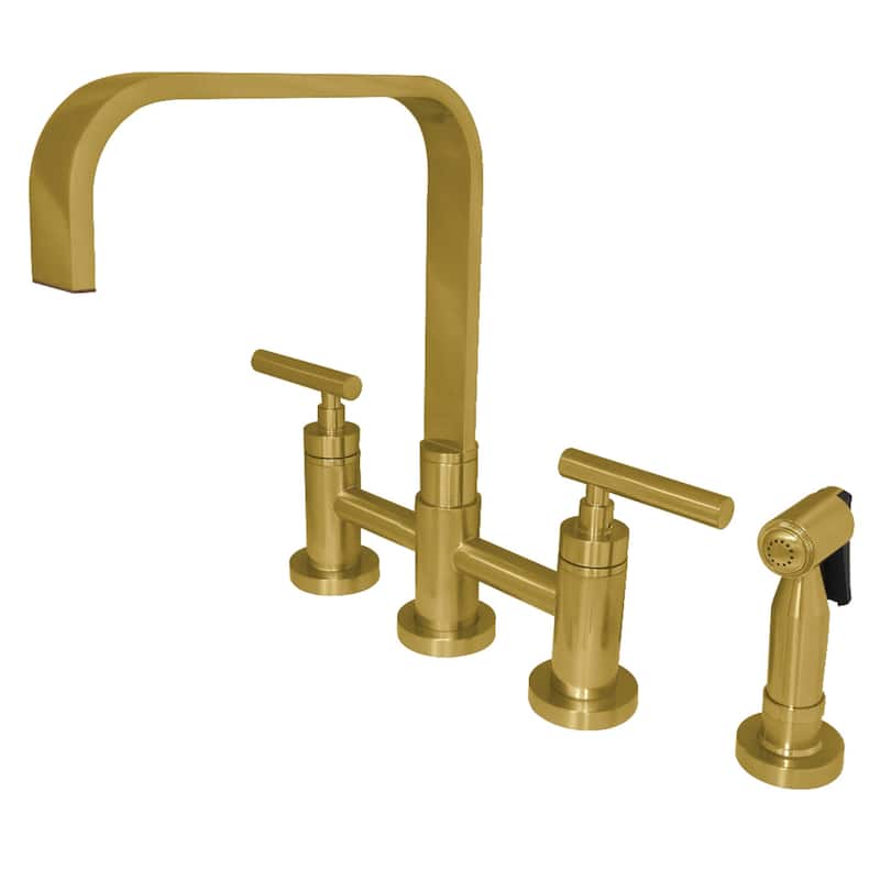 Manhattan Bridge Kitchen Faucet with Brass Spray - Brushed Brass