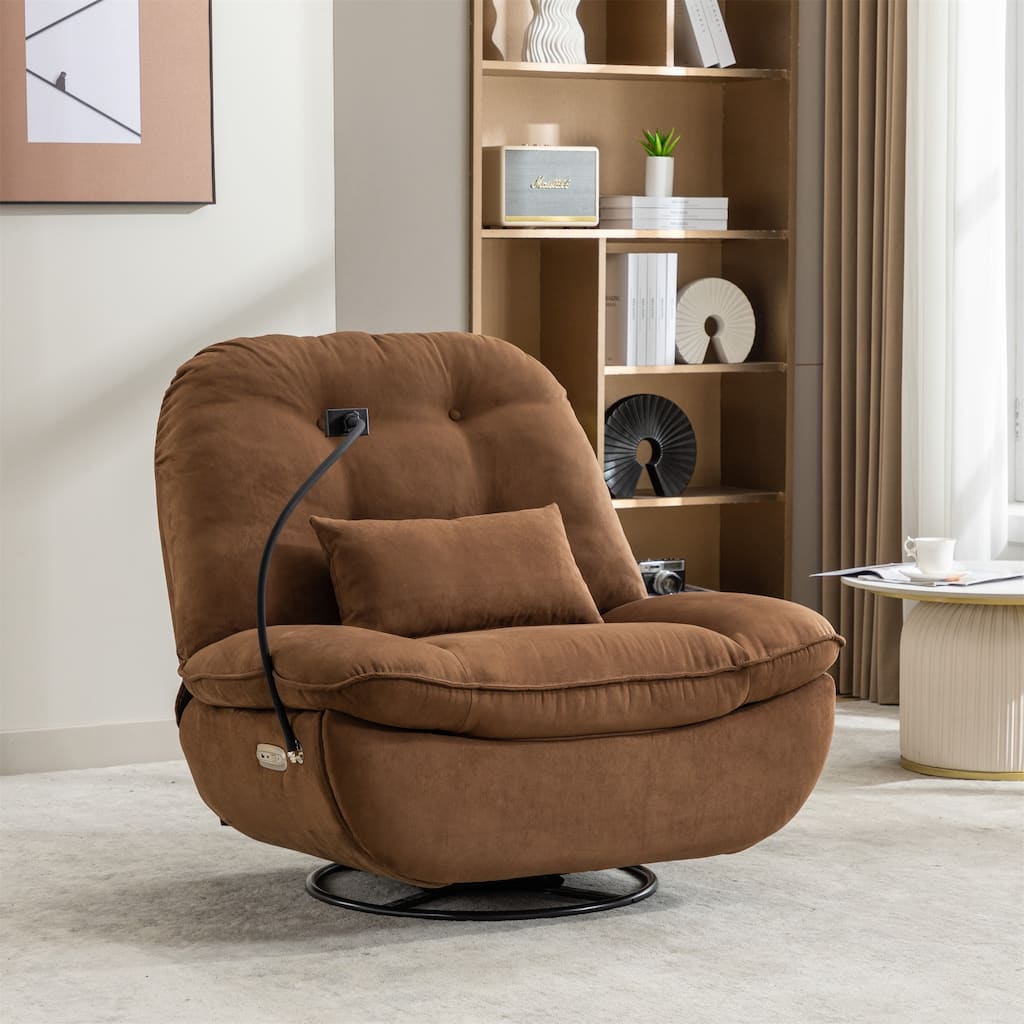 Swivel Power Recliner Chair with USB Port and Bluetooth Music Player