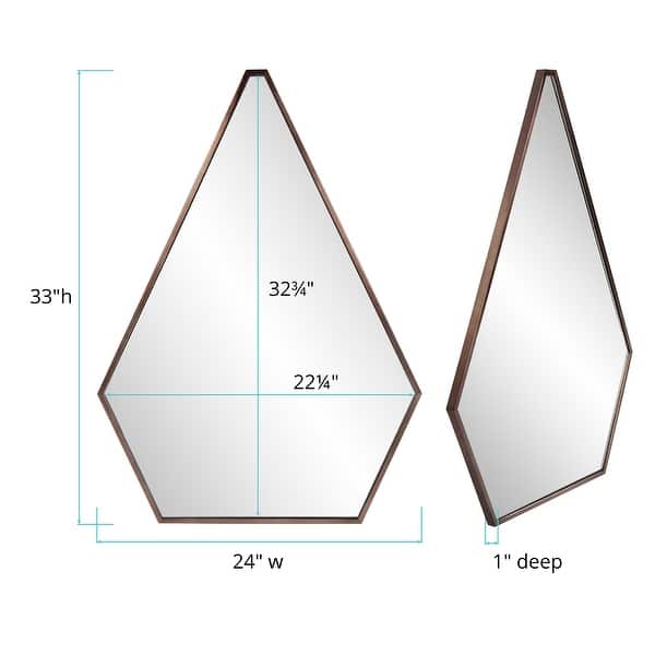 Allan Andrews 5 Sided Triangular Stainless Steel Framed Wall Mirror - 33"H x 24"W
