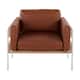 Option Camel Faux Leather/Natural Wood/White Metal