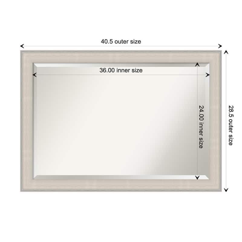 Cottage White Silver Beveled Wood Framed Wall Mirror - Cottage White Silver - Glass Size 36x24