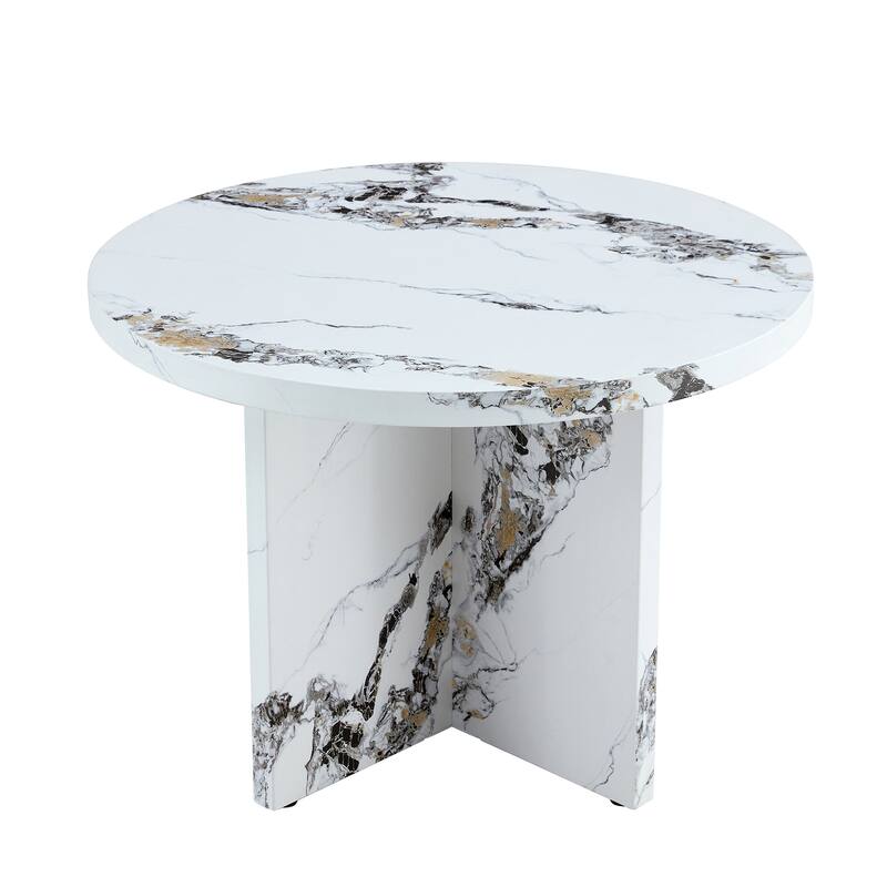 Round Dining Table for 4-6, 42 Inch Modern Kitchen Table Small Dinner Table MDF Kitchen Dinning Table for Cafe Restauran