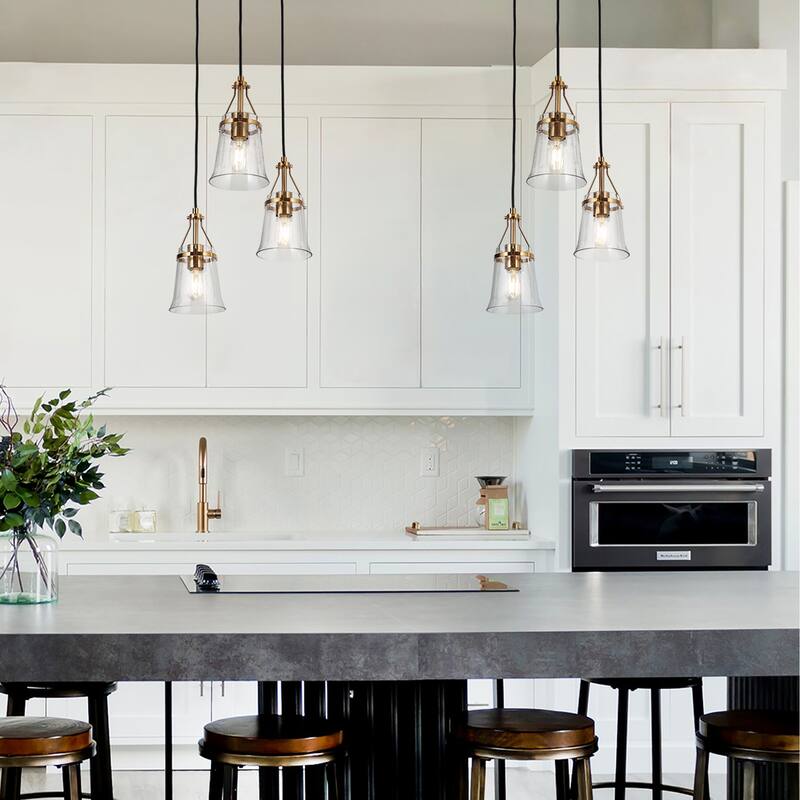 Haye Modern 3-Light Glass Chandelier Black Gold Cluster Pendant Lights for Kitchen Island - 15.5" D x 10" H