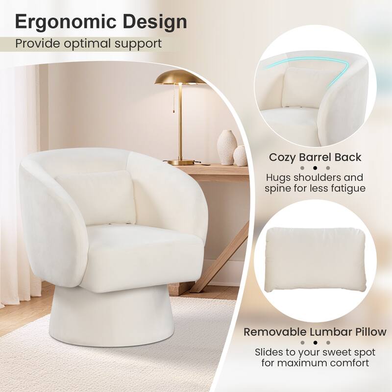 Gymax 2PCS Swivel Accent Chair w/ Back Removable Lumbar Pillow 360