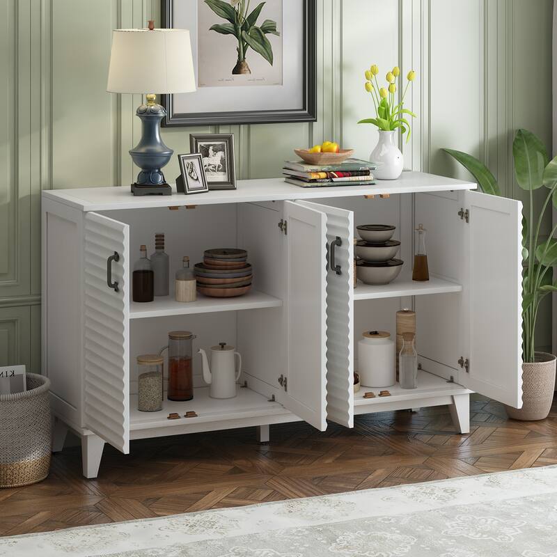 Large Buffet Storage Cabinet Sideboard with Adjustable Shelves and Metal Handles, Cupboard Console Table Coffee Bar Cabinet
