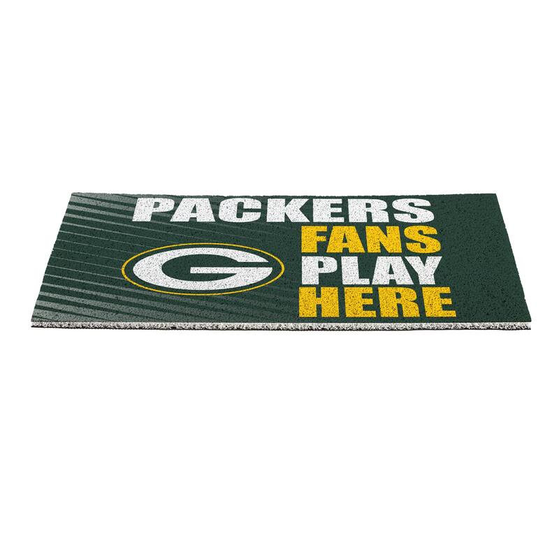 28 in. x 16 in. Green Bay Packers "Fans Play Here" PVC Door Mat