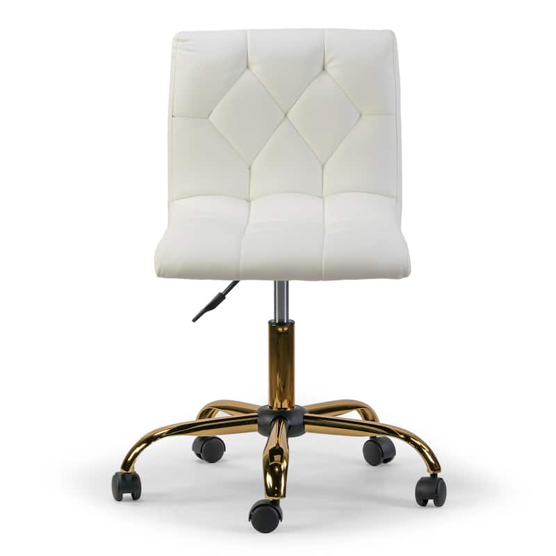 Aman Cream Adjustable Height Swivel Office Chair w/ Golden Wheel Base