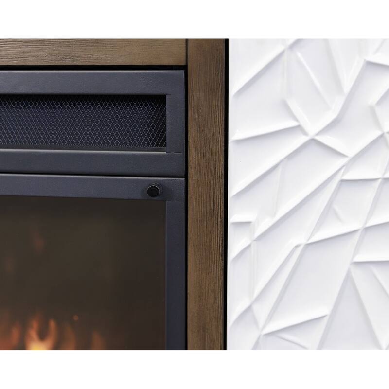 Modern Wood 81" Fireplace Console with with doors, TV Stand, Entertainment Storage, Fully Assembled, Brown