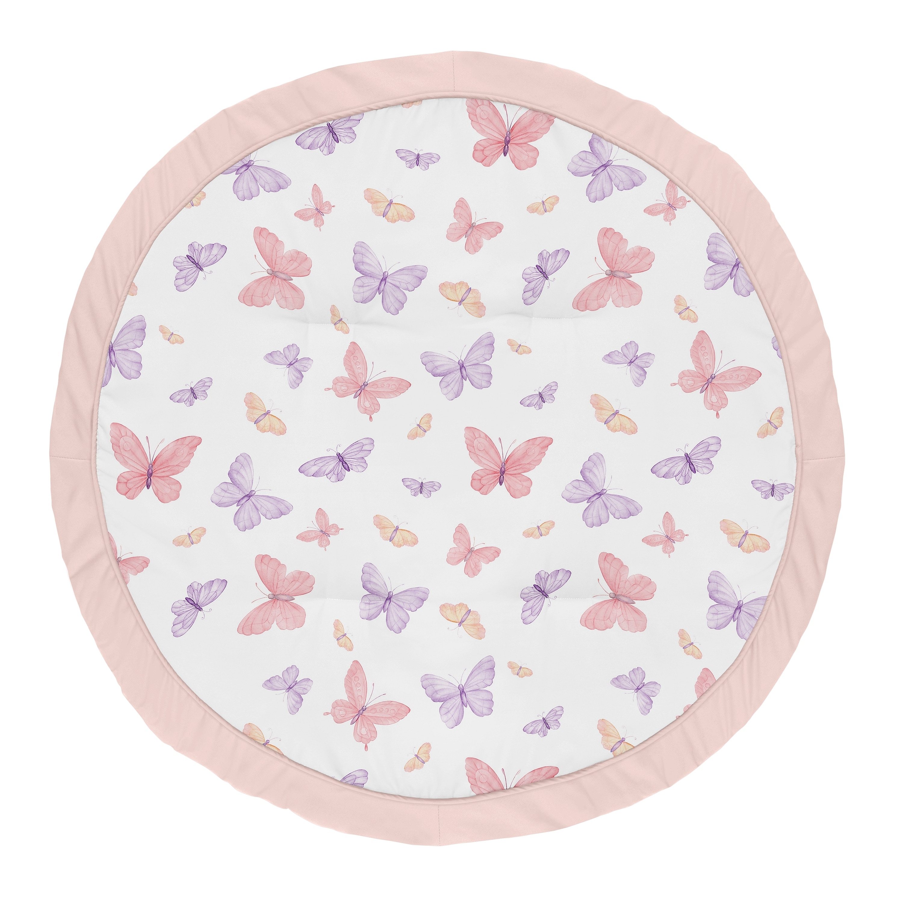 Sweet Jojo Designs Pink and Purple Shabby Chic Butterfly Girl Baby Tummy Time Playmat - Colorful Butterflies Pastel Watercolor