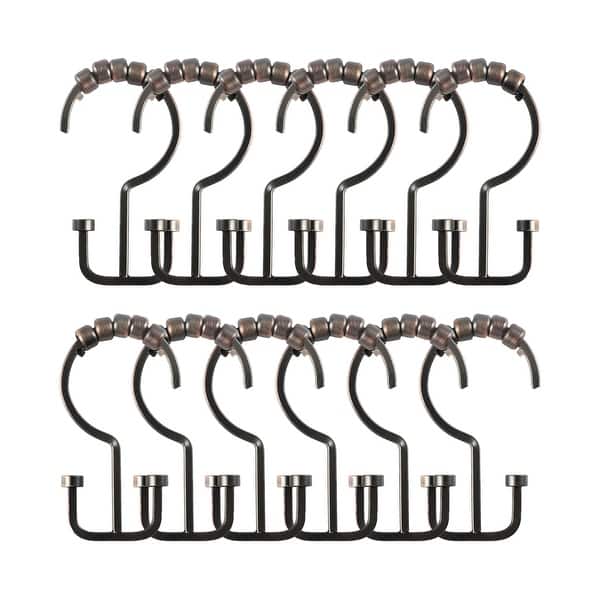 AmazerBath Bronze Shower Curtain Hooks - 12PCS Rust Proof Rings, Elliptical Heavy Duty Design