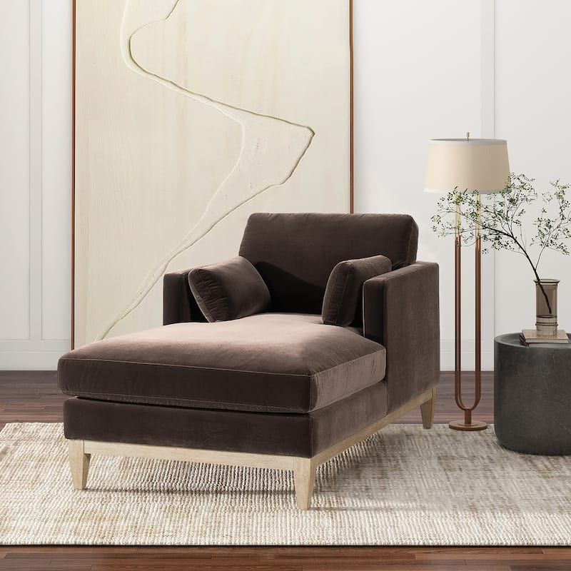 Knox 65" Modern Farmhouse Performance Velvet Chaise Lounge Chair