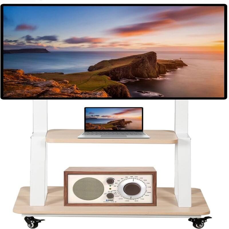 Mobile TV Stand Rolling TV cart - White