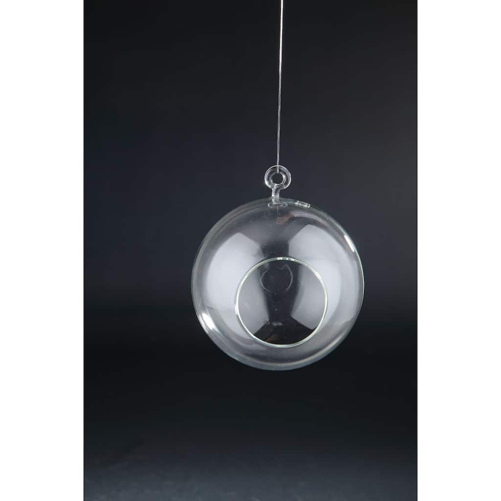 4.5" Clear Solid Hand Blown Round Glass Candle Holder