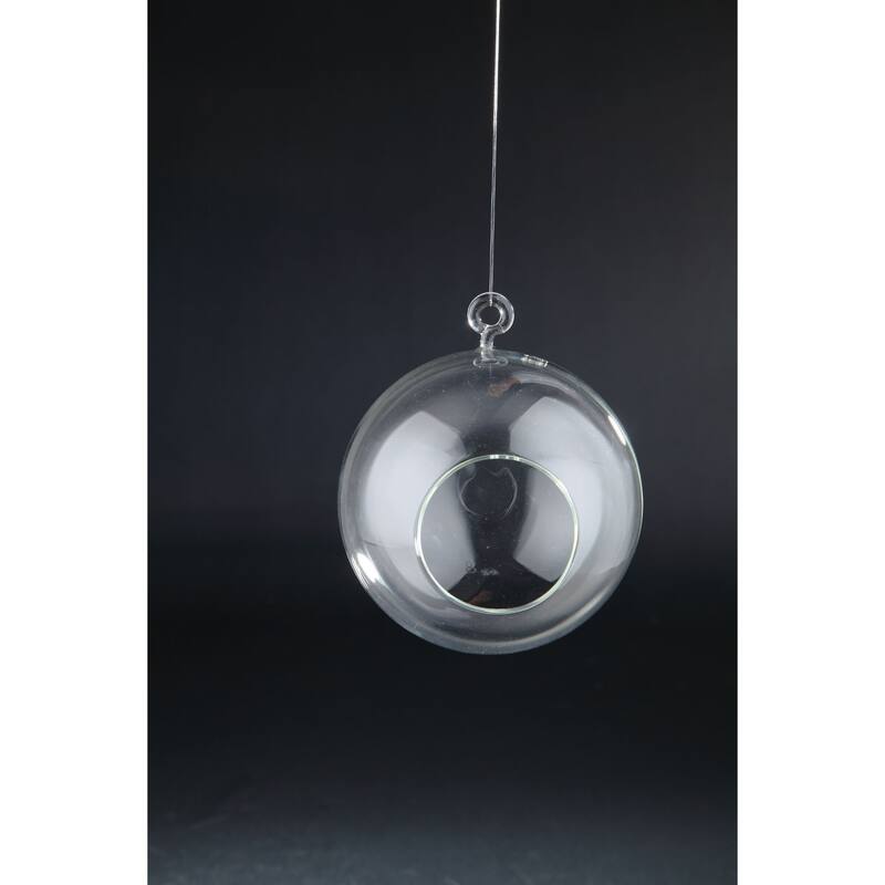 4.5" Clear Solid Hand Blown Round Glass Candle Holder