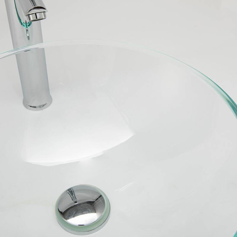 Vinnova Glass Circular Vessel Bathroom Sink without Faucet