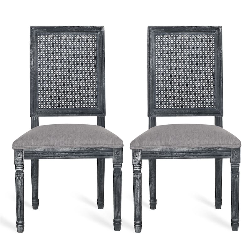 French Country Dining Chairs with High-quality Upholstery and Wood Legs (Set of 2)