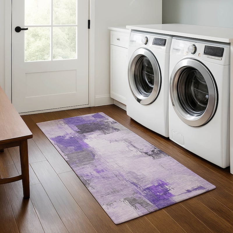 Premium Washable Super Soft Abstract Chic Mayfield Rug - Lavender - 2'3" x 7'6"