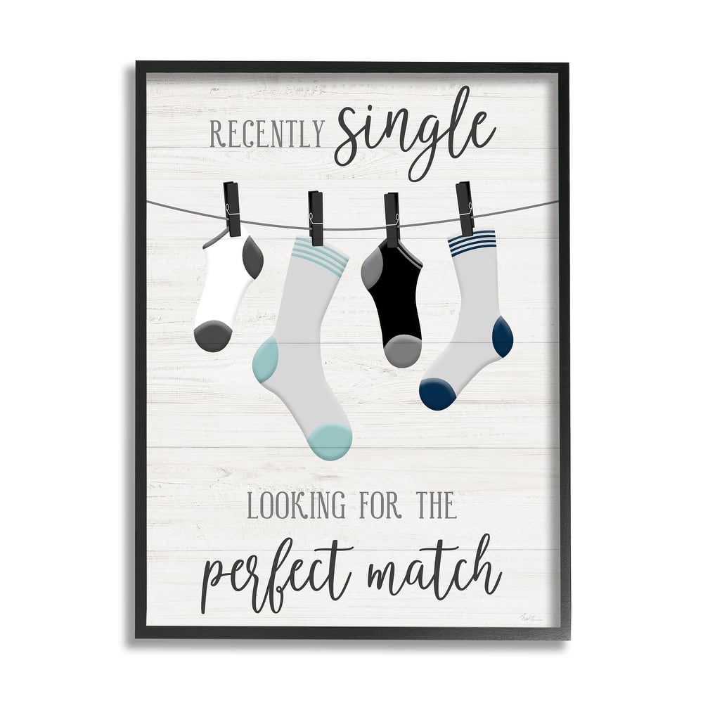 Stupell Recently Single For Perfect Match Laundry Sock Sign Framed Wall Art - Multi-Color