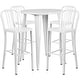 preview thumbnail 21 of 31, 30'' Round Metal Indoor-Outdoor Bar Table Set with 4 Vertical Slat Back Stools - 30"W x 30"D x 41"H