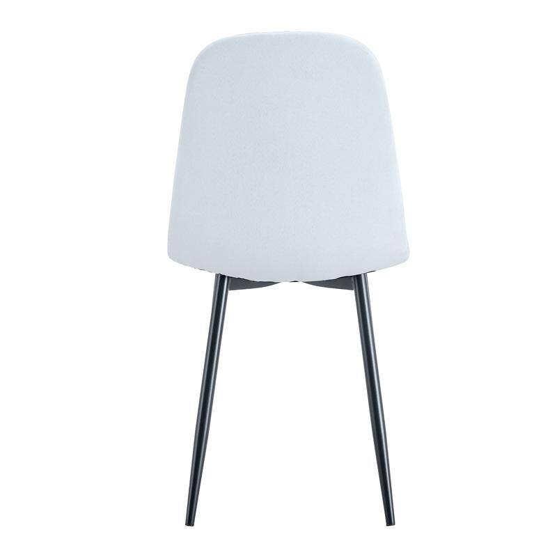 Set of 4 Modern Dining Chairs - Breathable Linen-Cotton Upholstery & Sturdy Integrated Metal Legs
