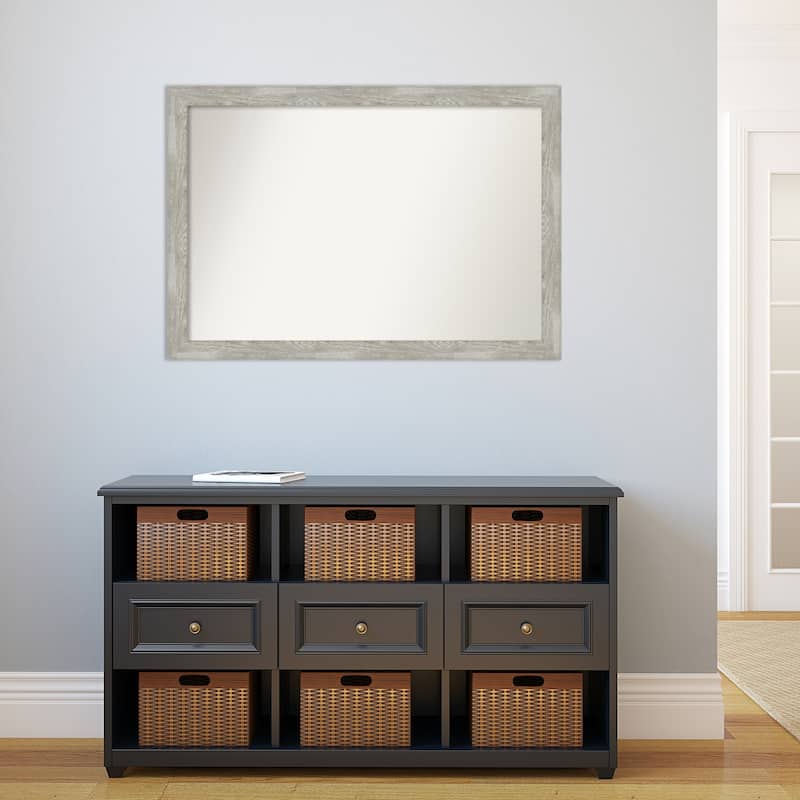 Non-Beveled Bathroom Wall Mirror - Dove Greywash Narrow Frame