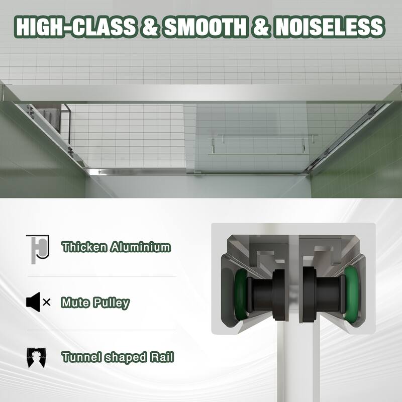 Topcraft 56“-60 ”W x 70 "H Aluminum Framed Sliding Shower Door - 60*70
