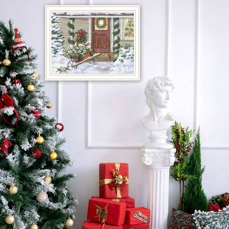 Framed Wall Art - Holiday Porch, White Frame