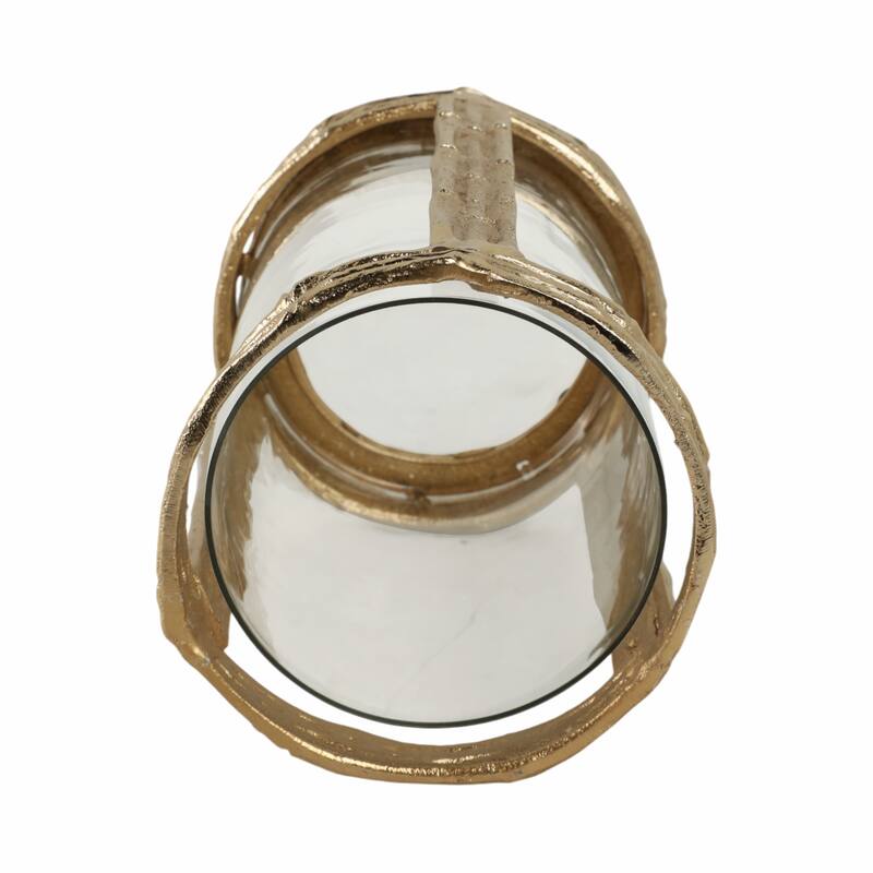 Aluminum Glass Pillar Holder Sculpted Organic Frame Handcrafted Detail