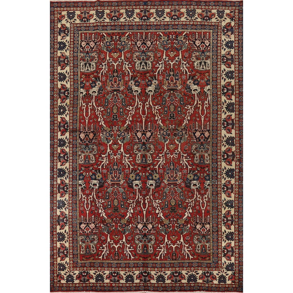 All-Over Bakhtiari Vintage Persian Area Rug Hand-Knotted Wool Carpet - 8'9" x 12'11"