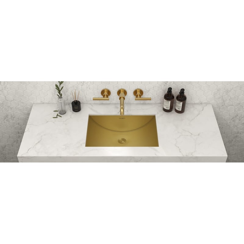 Ruvati 18 x 12 inch Brushed Gold Polished Brass Rectangular Bathroom Sink Undermount - 20" x 14" - 20" x 14"