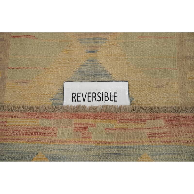 Hand Woven Oriental 100% Wool Carpet Southwestern Tribal Yellow & Gold Kilim Area Rug - 5' 9'' X 3' 11''
