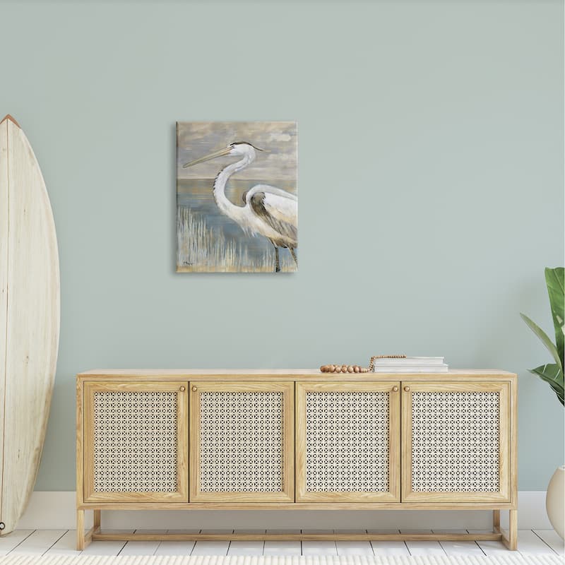 Stupell Heron Bird Abstract Marshland Coast Stretched Canvas Wall Art, Design by Paul Brent