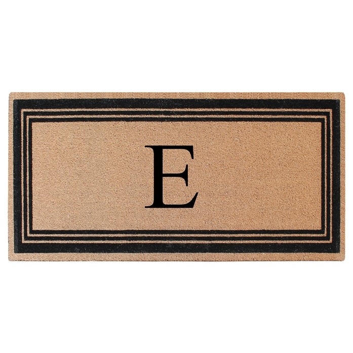 A1HC Natural Coir Monogrammed Flock Anti shed Treated Durable Doormat BlackBeige - 36"X72" - E