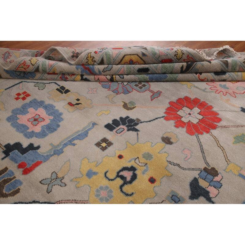 All-Over Large Floral Oushak Oriental Area Rug Wool Carpet - 12'0"x 14'9"