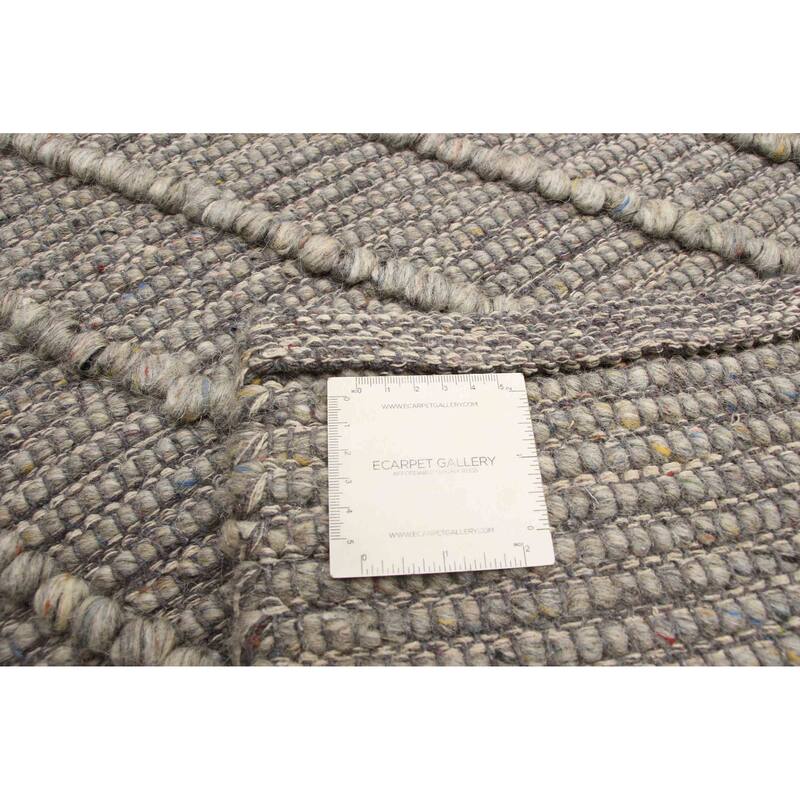 ECARPETGALLERY Braid weave Sienna Grey Wool Rug - 6'2 x 8'11