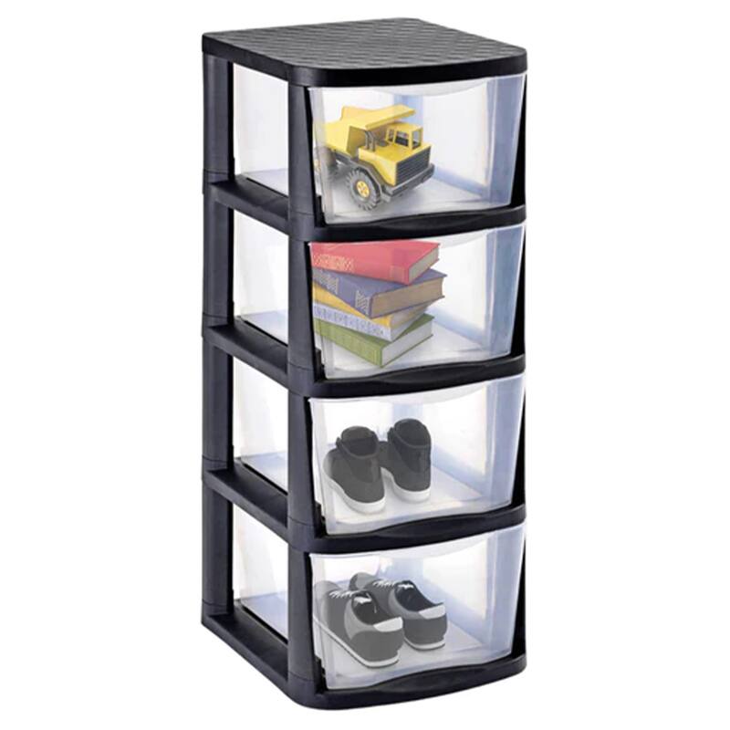 Juggernaut Storage Clear Plastic 4 Drawer Home Storage Tower with Black Frame - 9