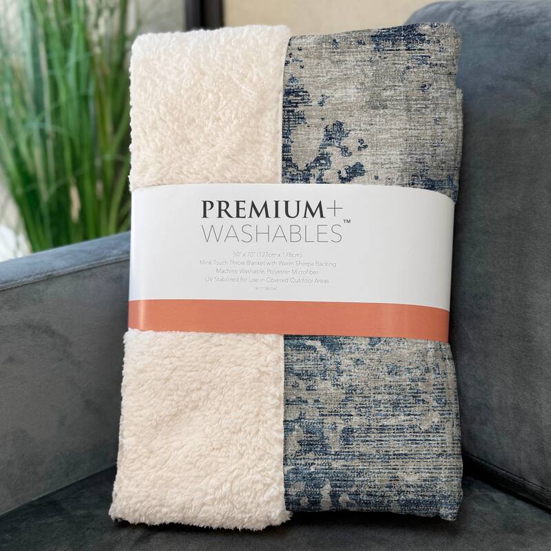 Premium Machine Washable ASB70 Abstract Modern Sherpa Throw Blanket