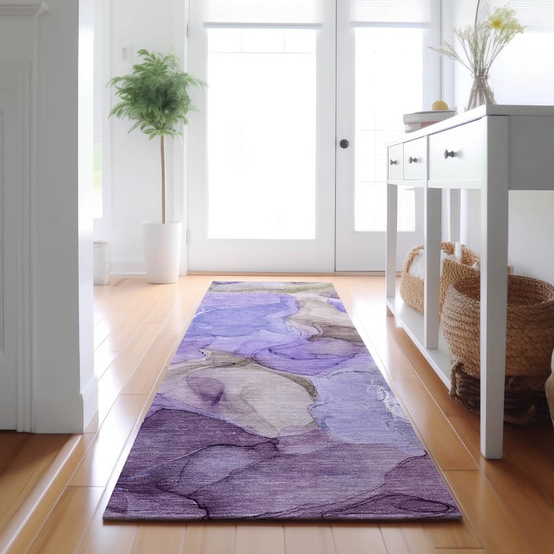 Premium Washable Super Soft Abstract Watercolor Mayfield Rug - Purple - 2' 3" x 7' 6" - Runner