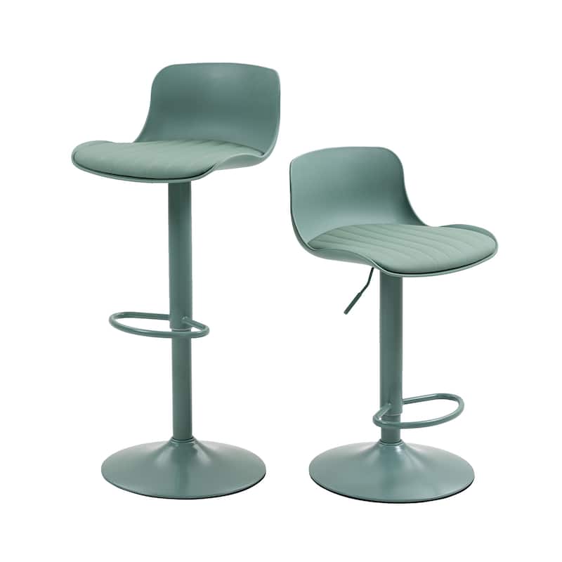 Bar Stools Set of 2 - Modern PU Leather Counter Height Barstools with Back, Height Adjustable Swivel Kitchen Island Chairs
