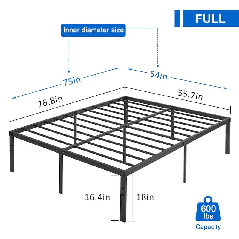 Javlergo 14/16/18 Inch Metal Platform Bed Frame, Heavy Duty Slat Support /No Box Spring Needed