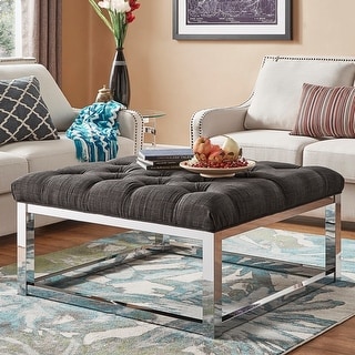 Solene Chrome Square Base Ottoman Coffee Table by iNSPIRE Q Bold