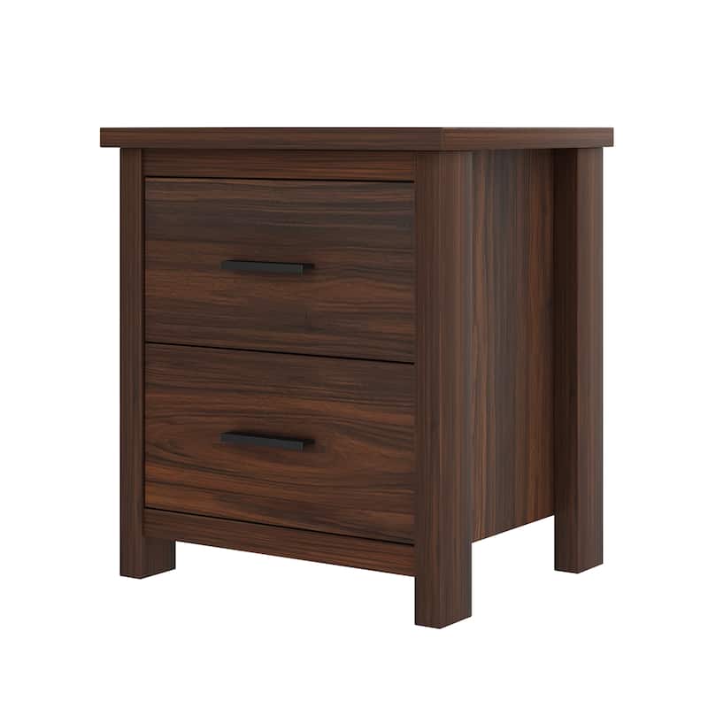 Roomfitters 4-Piece Bedroom Set, Wooden Queen Size Bed with Storage Headboard and Charging Station