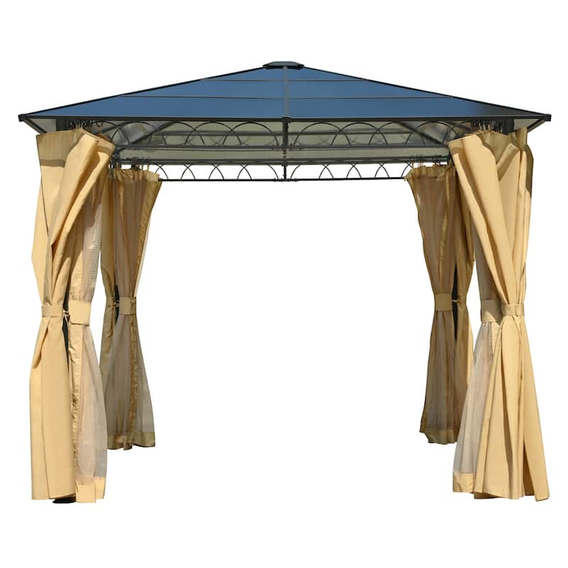 Outdoor Gazebo w/ Aluminum Frame,Mosquito Netting and Privacy Screens