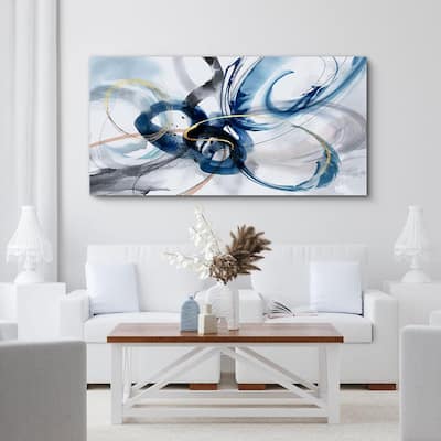 Abstract Wall Art - Blue and White Pictures Wall Decor