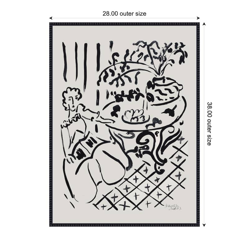 Kate and Laurel Fille assise a table 1947 Henri Matisse by Nostalgia Prints Framed Canvas Wall Art Print