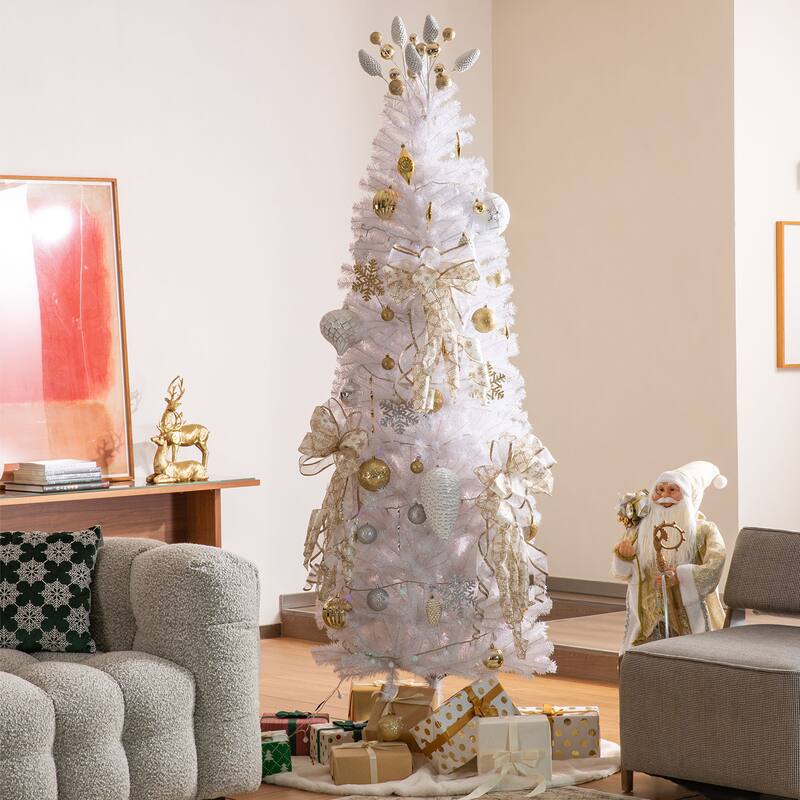 Glitzhome 4-Piece 24"H Pinecone Picks or Candy Ribbon Bow Christmas Tree Toppers