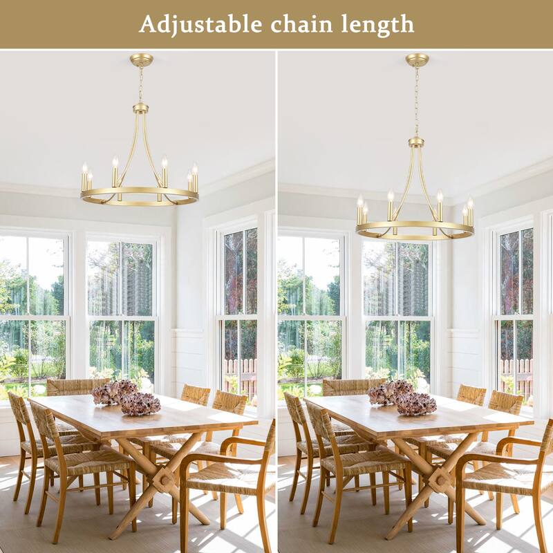 8-Light W23.6" x H82.67" Vintage Rustic Wagon Wheel Chandelier for Living Room