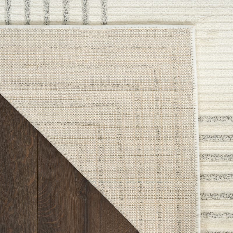 Nourison Ivory Hues Indoor only Cream / Ivory Geometric Area Rug